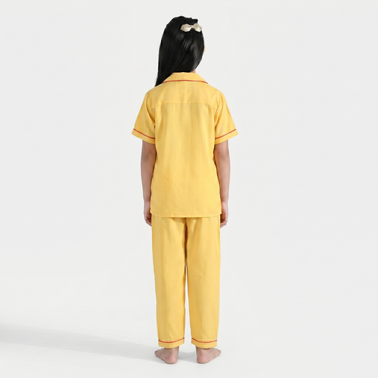 Girls Viscose Night Suit - Yellow