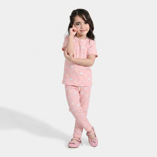 Girls Jersey/Terry Night Suit (Star & Moon) – Pink