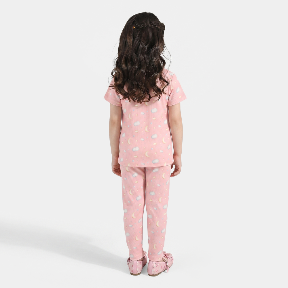 Girls Jersey/Terry Night Suit (Star & Moon) – Pink