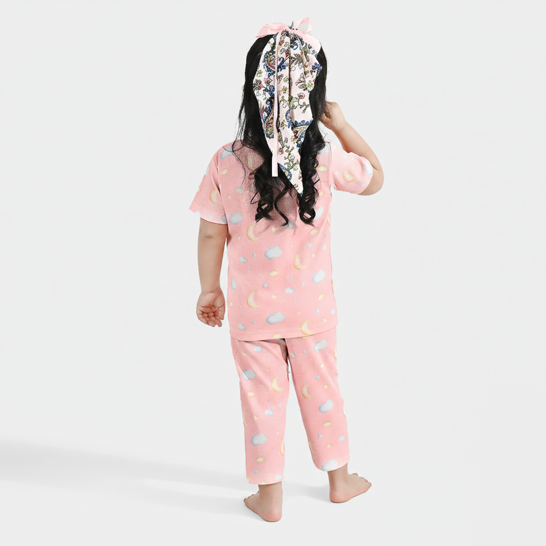 Infant Girls Jersey/Terry Printed Night Suit - Pink