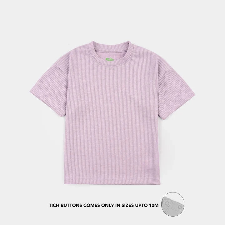 Infant Girls 2x1 Rib T-Shirt (Purple Lurex) - Purple
