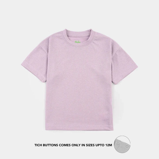 Infant Girls 2x1 Rib T-Shirt (Purple Lurex) - Purple