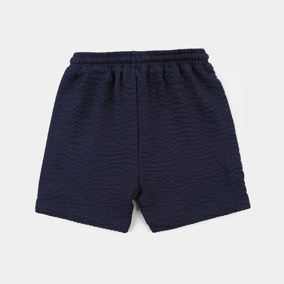 Infant Girls Jacquard Jersey Knitted Shorts (Love to Play) - Blue
