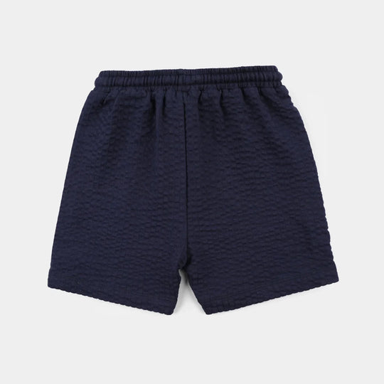 Infant Girls Jacquard Jersey Knitted Shorts (Love to Play) - Blue