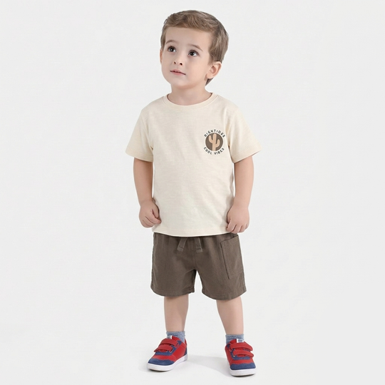 Infant Boys Cotton Interlock Knitted Suit (High Tides) - Brown/Beige