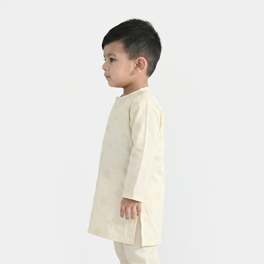 Infant Boys Poly Viscose Basic Kurta (After Glow) - Light Yellow