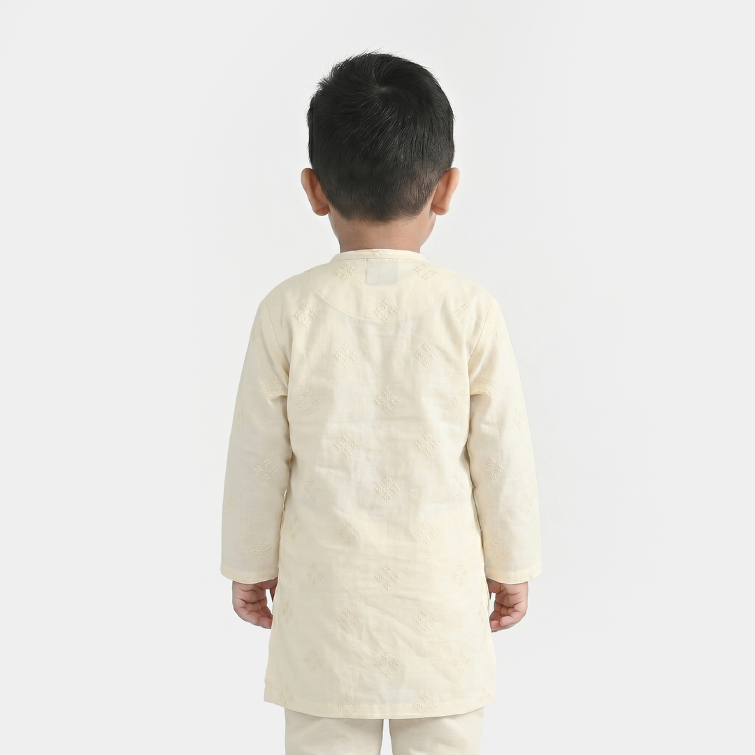 Infant Boys Poly Viscose Basic Kurta (After Glow) - Light Yellow
