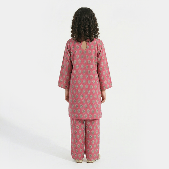 Teens Girls Jacquard Printed 2Pcs Desi Plum-Purple