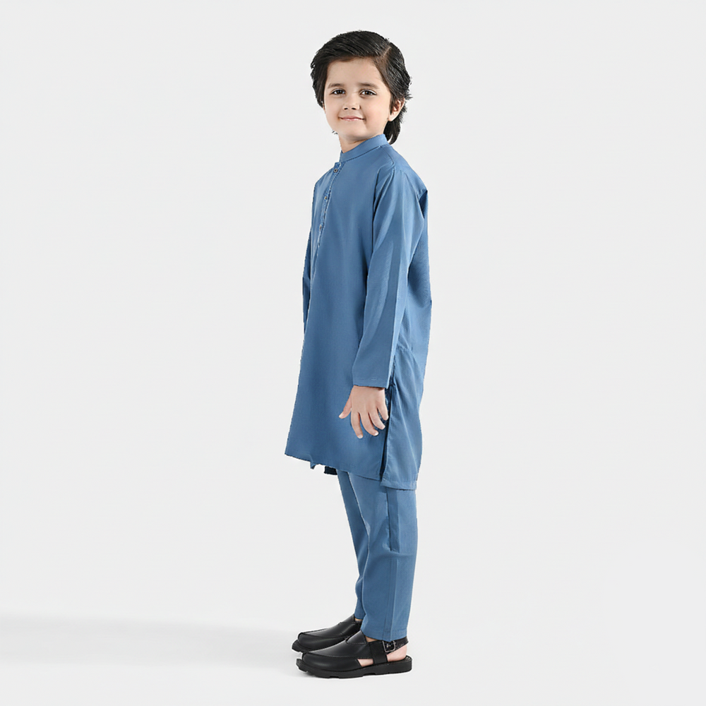 Boys Poly Viscos Kurta Pajama (Dobby) - Grey