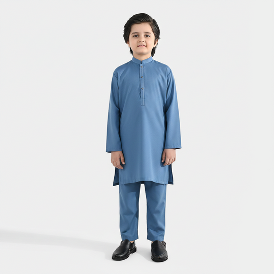 Boys Poly Viscos Kurta Pajama (Dobby) - Grey
