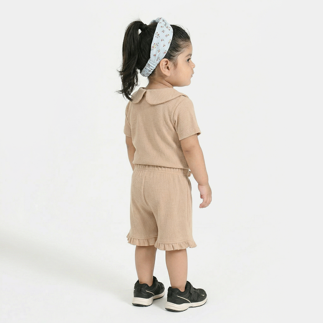 Infant Girls Thermal Knitted Suit (Tres Chic) - Brown
