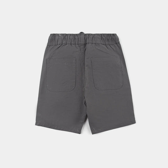 Boys Poly Twill Poly Shorts Skater Crew – Grey