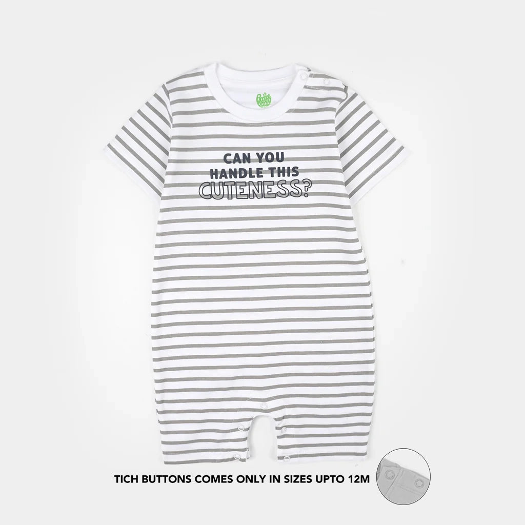 Infant Boys Cotton Interlock Romper (Cute ME) - White