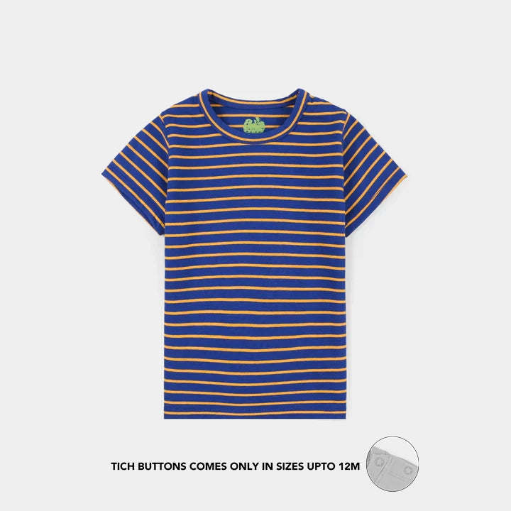 Infant Boys Yarn Dyed T-Shirt (Stripes) - Blue