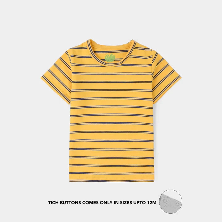 Infant Boys Yarn Dyed T-Shirt (Stripes) - Yellow