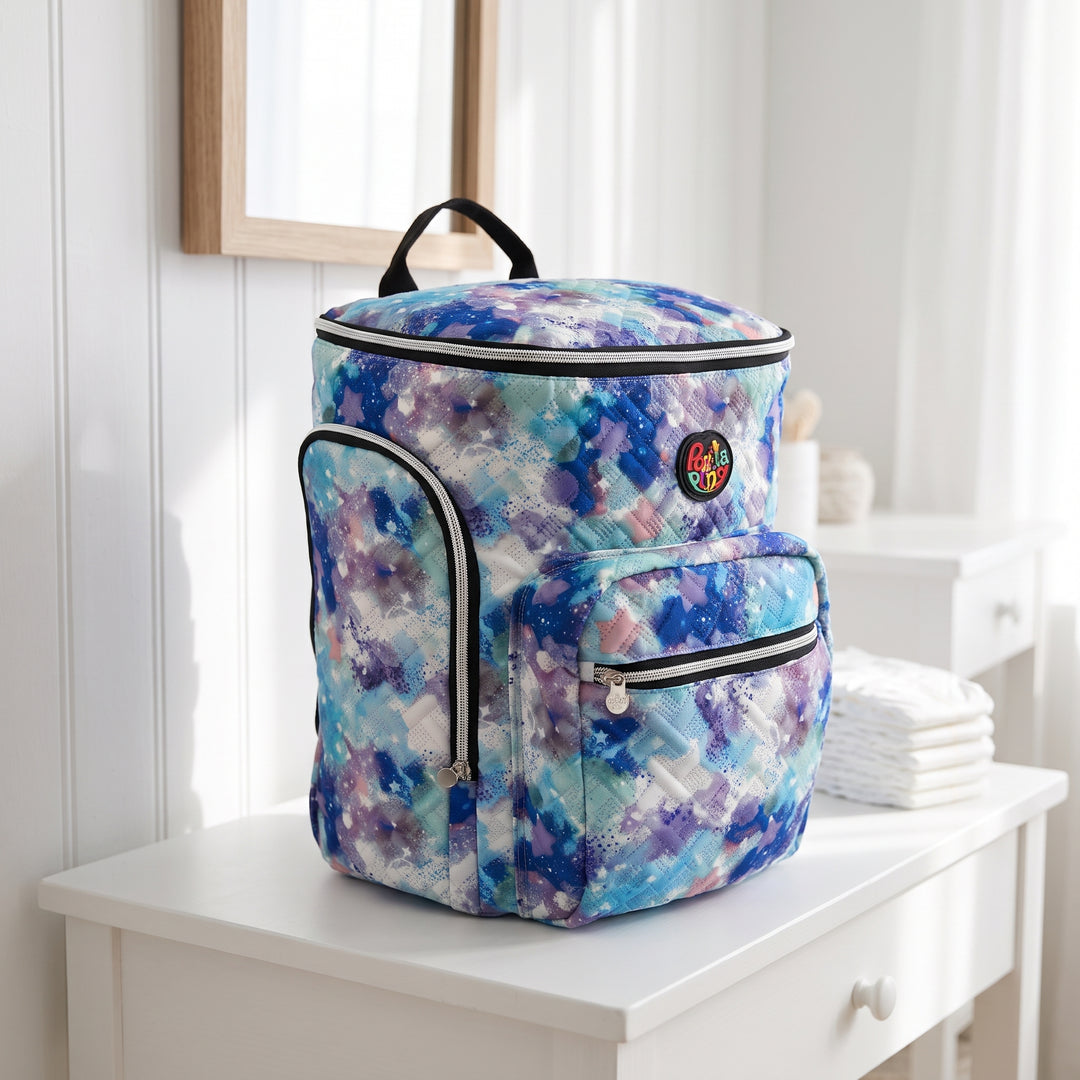 Blue Splashes Zigzag Quilted Mother Bag