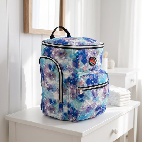 Blue Splashes Zigzag Quilted Mother Bag