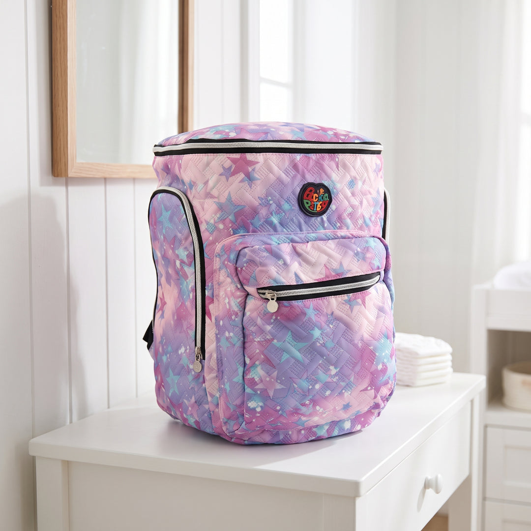 Pink Purple Splashes Zigzag Quilted Mother Bag