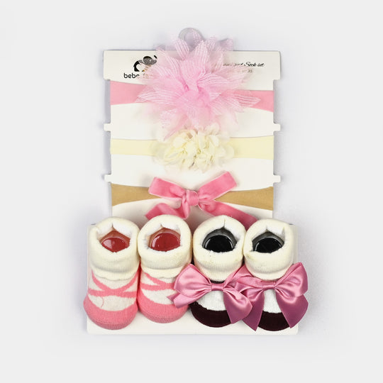 Baby Girl Socks & Headband Set