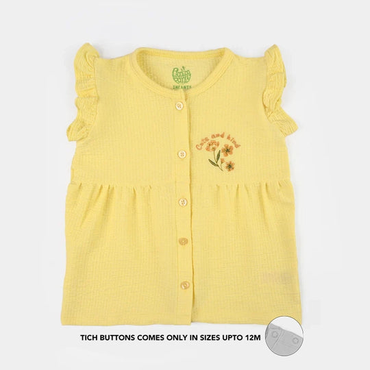 Infant Girls Poly Crinkle Knitted Suit (Daisy Chain) - Yellow