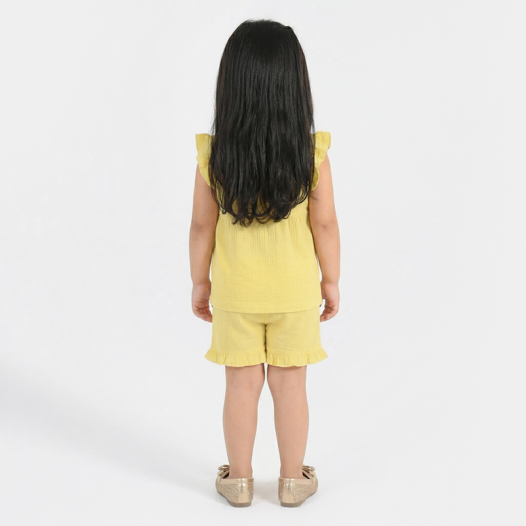 Infant Girls Poly Crinkle Knitted Suit (Daisy Chain) - Yellow