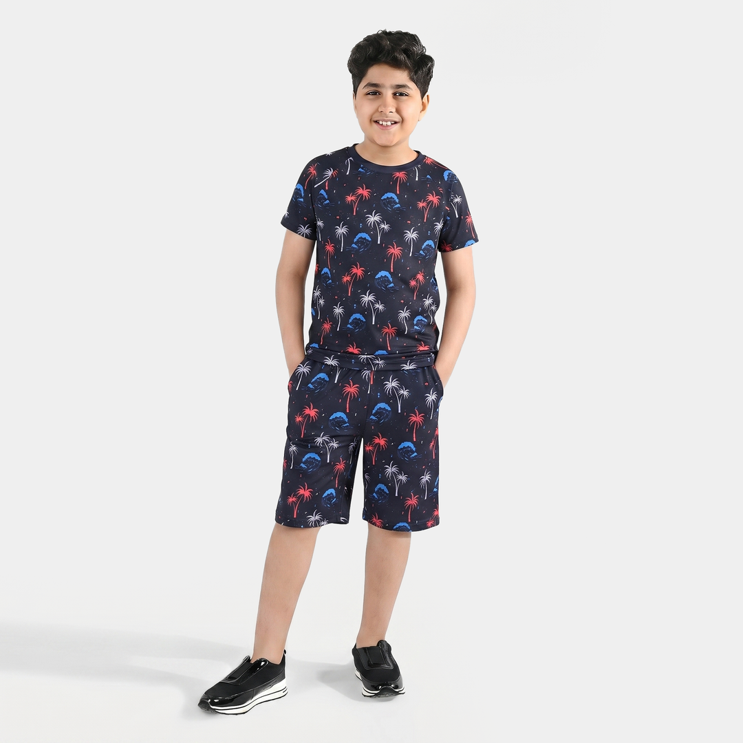 Boys Nylon Swimming 2 Piece Suit Palm Tree