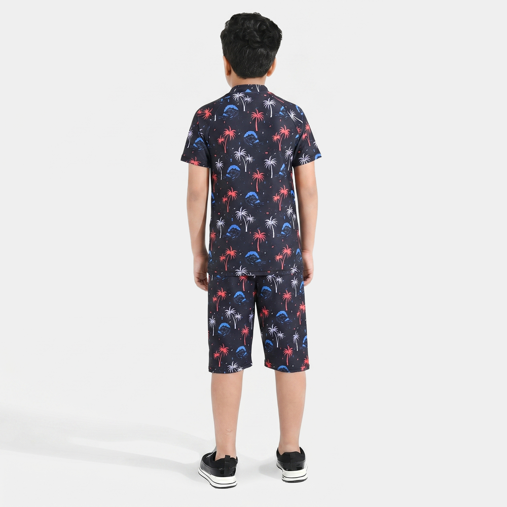 Boys Nylon Swimming 2 Piece Suit Palm Tree