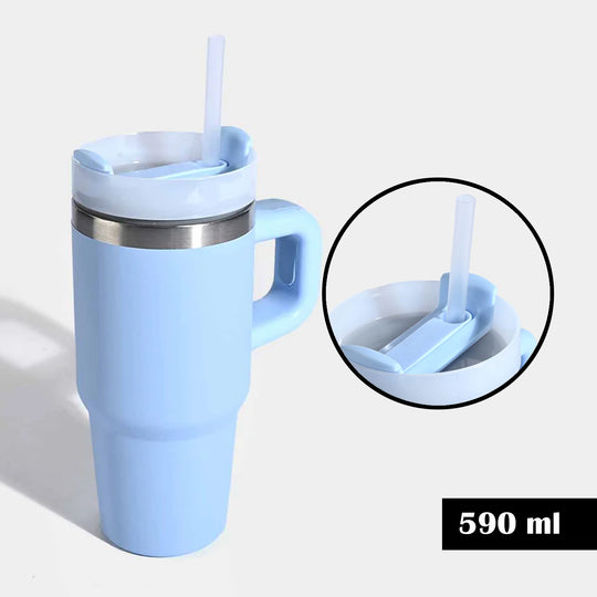 Insulated Travel Tumbler with Handle & Straw