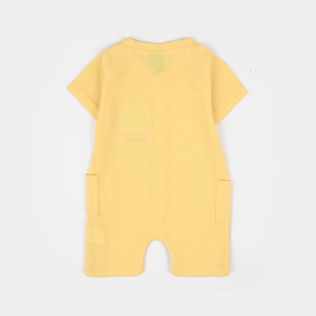 Infant Boys Waffle Thermal Romper (Skip To The Good Part) - Yellow