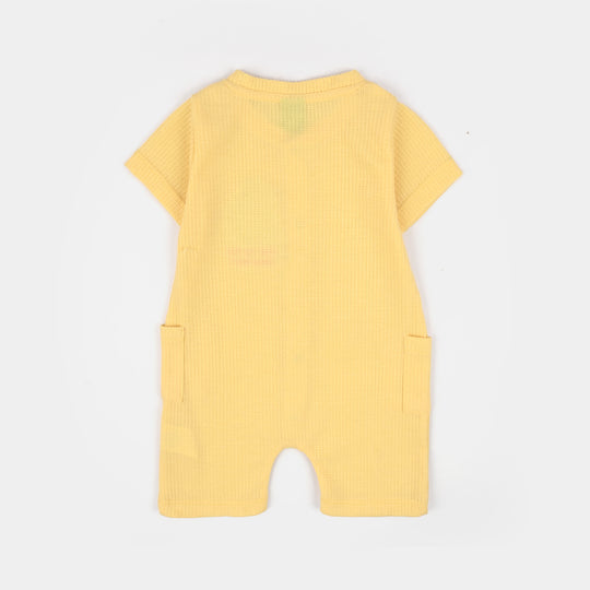Infant Boys Waffle Thermal Romper (Skip To The Good Part) - Yellow