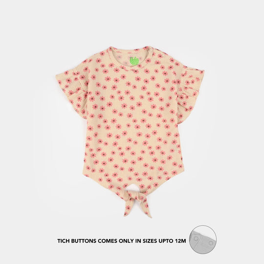 Infant Girls Waffle Suit (Flora) - Peach