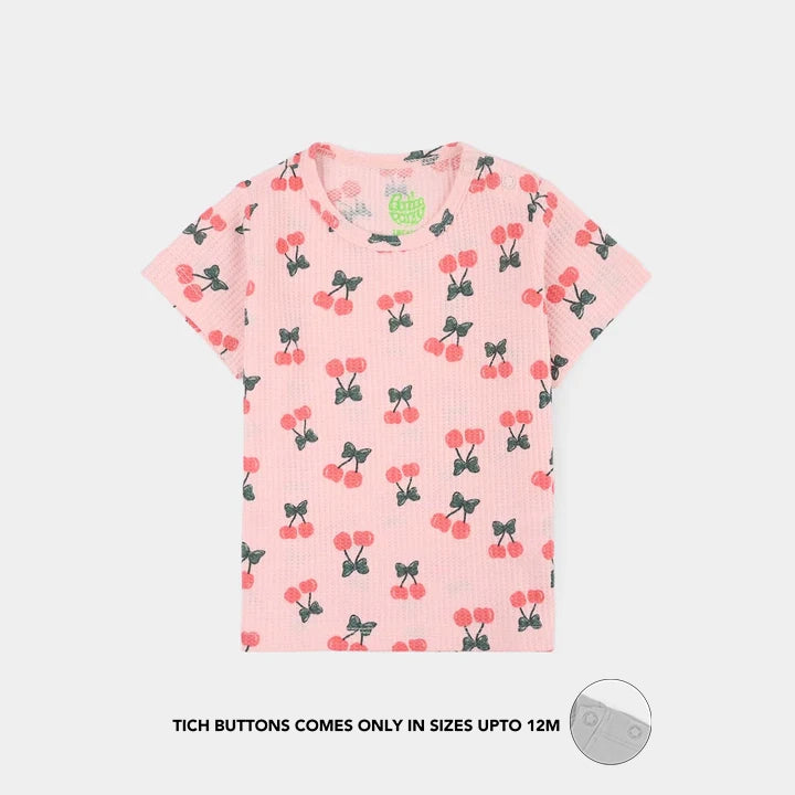 Infant Girls Thermal T-Shirt - Cherry Pink