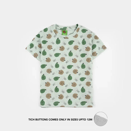 Infant Boys Waffle T-Shirt (Apple) - Green