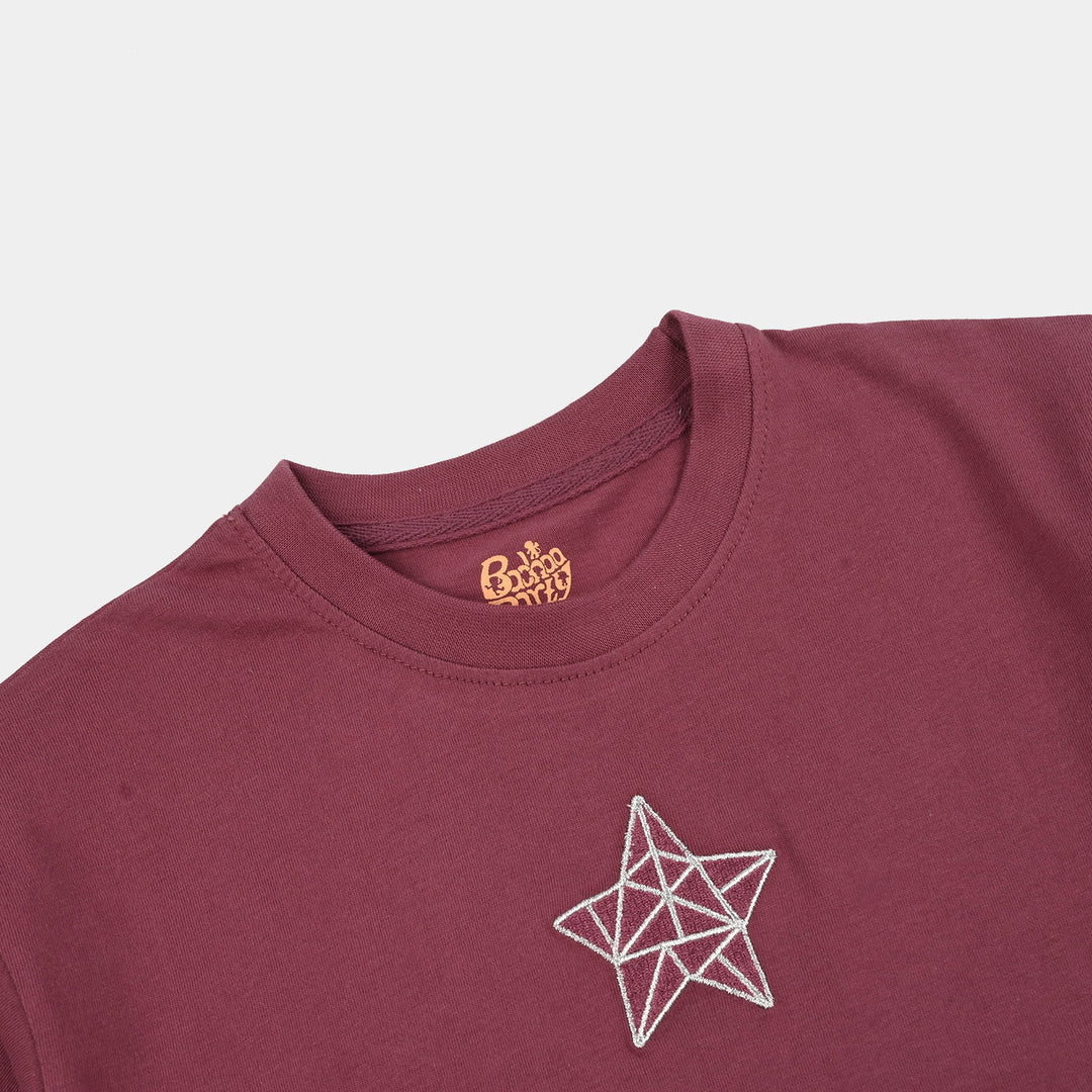 Girls Jersey/Terry T-Shirt (Star) - Maroon