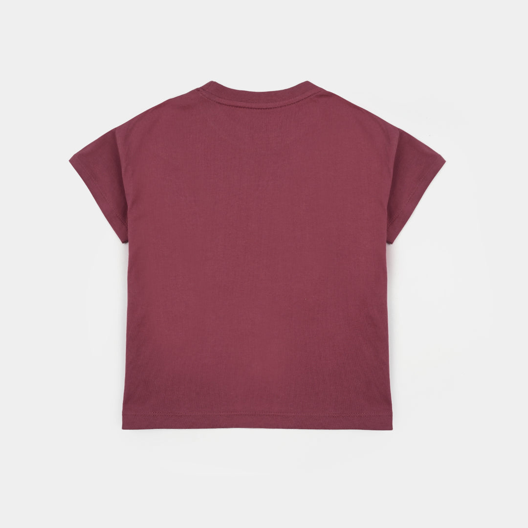 Girls Jersey/Terry T-Shirt (Star) - Maroon