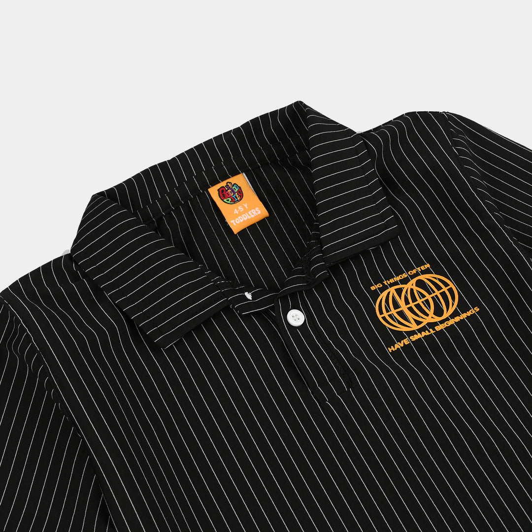 Boys Polyester yarn dyed Polo (Big Things) - Black