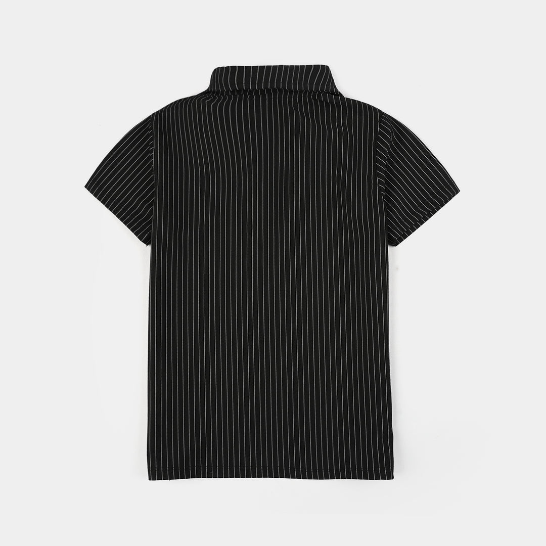 Boys Polyester yarn dyed Polo (Big Things) - Black