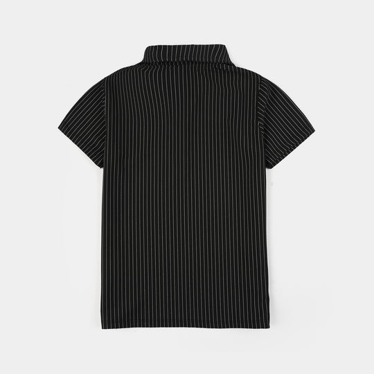 Teens Boys Polyester yarn dyed Polo (Big Things) - Black