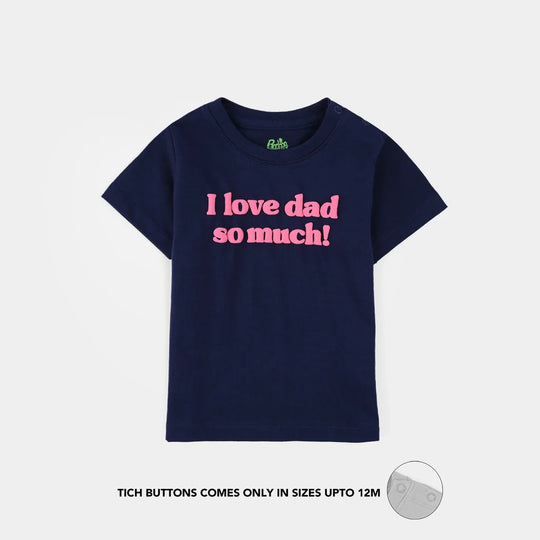 Infant Girls Jersey/Terry T-Shirt (I Love Dad) - Navy Blue