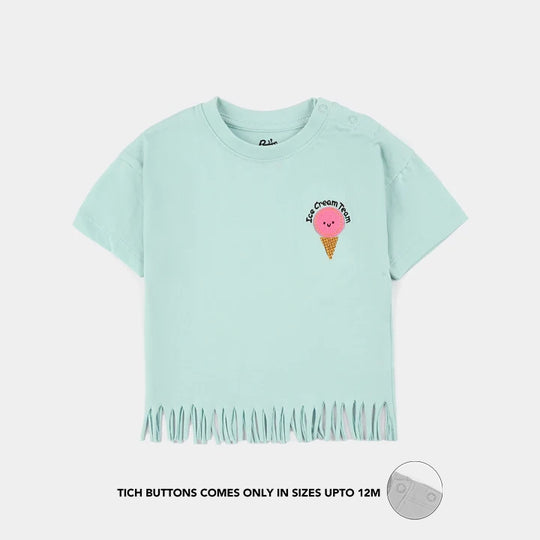 Infant Girls Jersey/Terry T-Shirt (Ice Cream) - Green