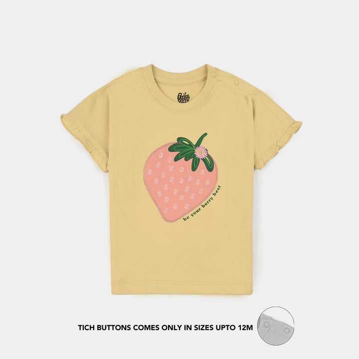 Infant Girls Jersey/Terry T-Shirt (Strawberry) - Yellow