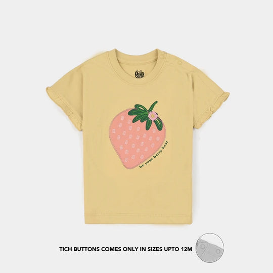 Infant Girls Jersey/Terry T-Shirt (Strawberry) - Yellow