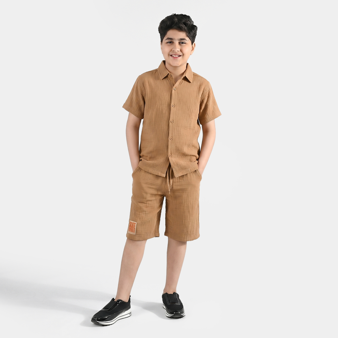 Teens Boys Gauze Woven Suit Skate - Brown