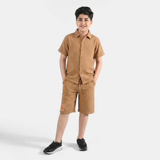 Teens Boys Gauze Woven Suit Skate - Brown