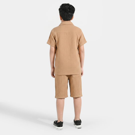 Teens Boys Gauze Woven Suit Skate - Brown