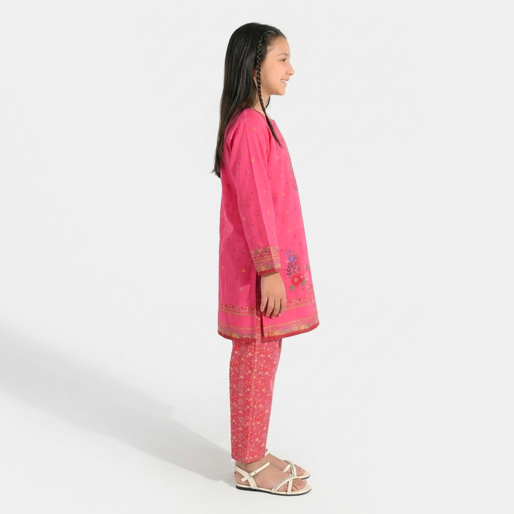 Girls Jacquard Printed 2Pcs (Bloom) - Pink