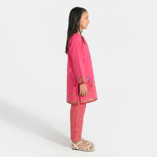 Girls Jacquard Printed 2Pcs (Bloom) - Pink