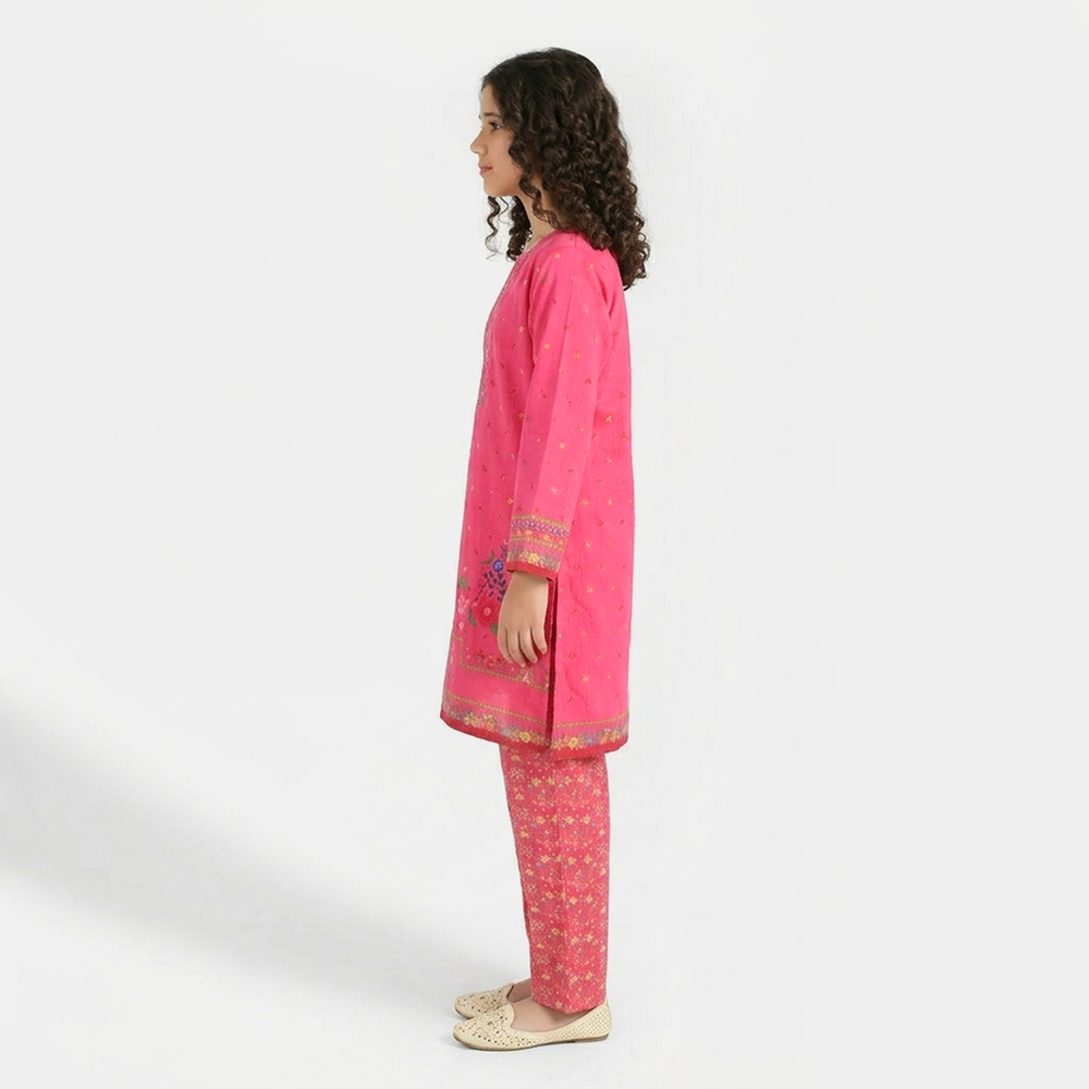 Teens Girls Jacquard Printed 2Pcs (Bloom) - Pink