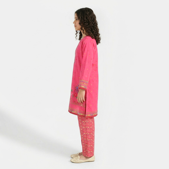 Teens Girls Jacquard Printed 2Pcs (Bloom) - Pink