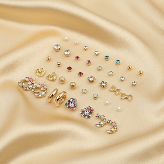 Assorted Earrings Studs / Tops Set (20 Pairs)